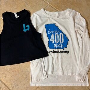Burn Boot Camp Women's Black and White Long Sleeve Tee and black tank bundle